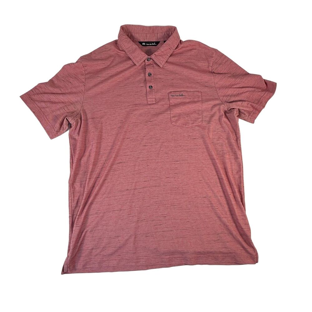 TravisMathew Mens XL Pink Short Sleeve Pima Cotton Blend Pocket Polo Shirt